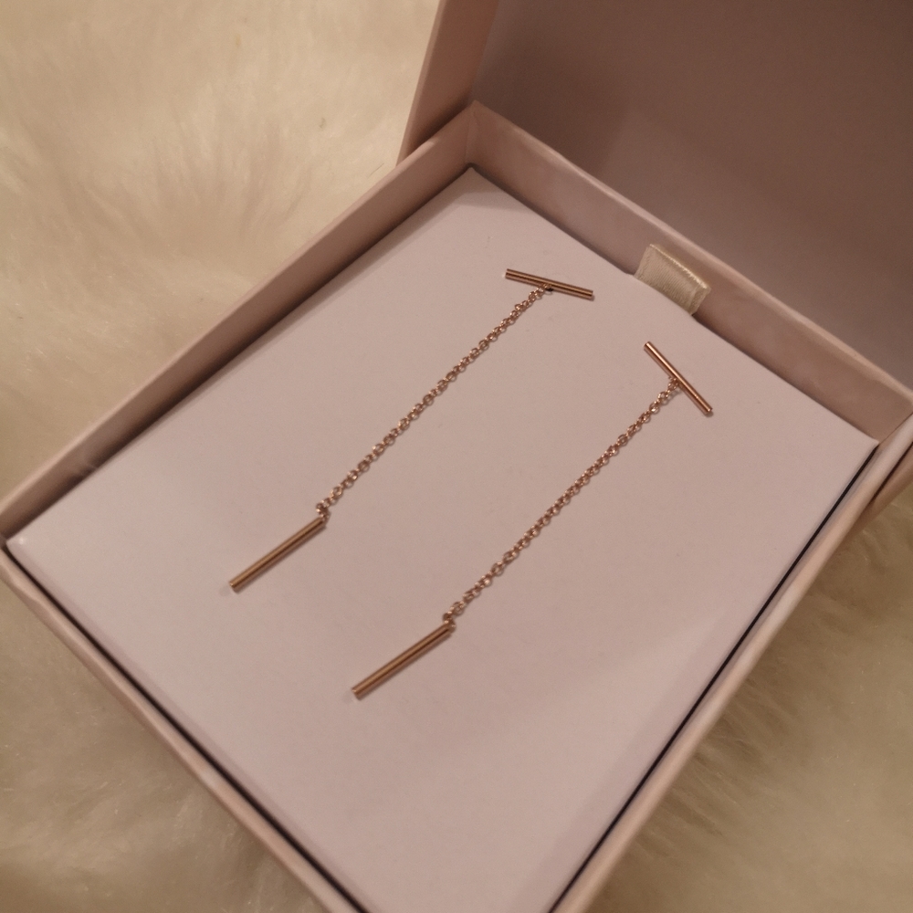 Summer & Rose Gold Bar Drop Earrings